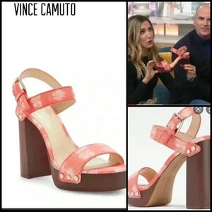 Vince Camuto Coral Lethalia Platform Heels In Clementine Leather Upper Size 6